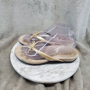 Vionic Shoes Womens Size 8 Gold Faux Leather Bella II Thong Sandals *Read*